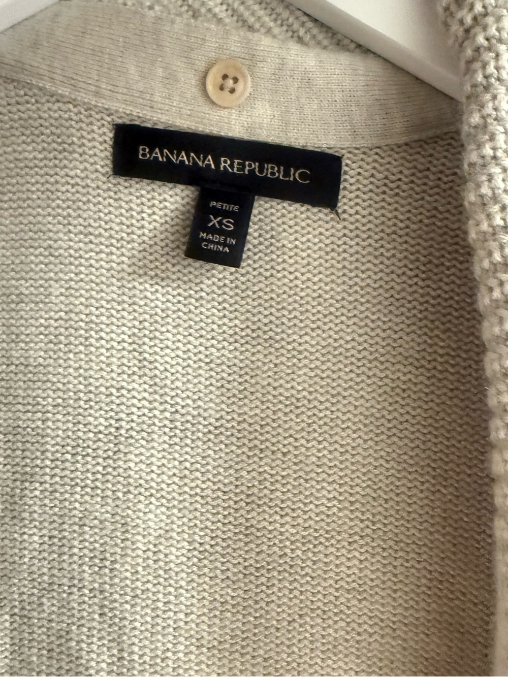 Banana Republic Light Cream Ribbed Shawl Collar Belted Cardigan XS Petite - Picture 2 of 5